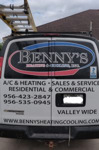 Benny's Heating and Cooling Van Contact Us